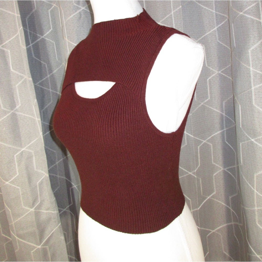 Kendall and Kylie Burgundy Sleeveless Knit Top